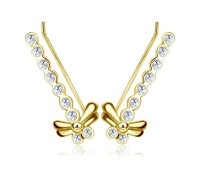 Gold Plated Silver Dragonfly Shaped Earrings EL-130-GP